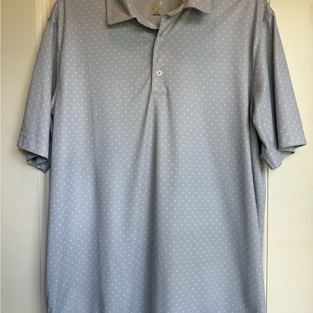 Greg Norman Collection Gray Polo Shirt with Geometric Pattern Size L